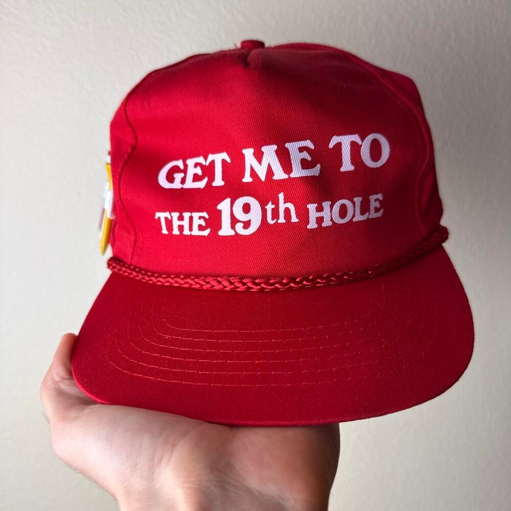 Vintage Red 1990s Golf Snapback Cap with Tee Holder on the Side